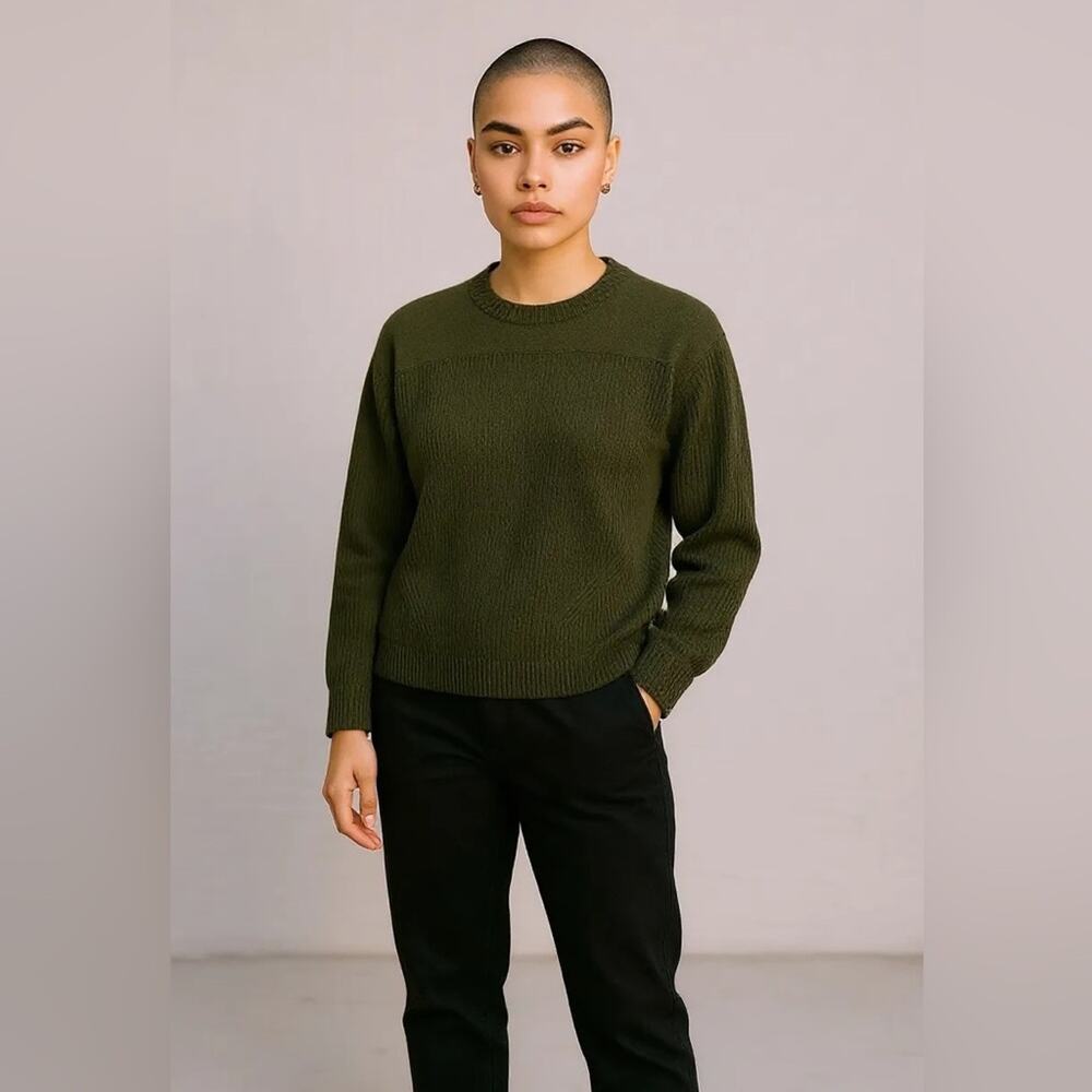 Modern Citizen Olive Green Sweater Size M Ribbed Knit Wool Blend Pullover‎